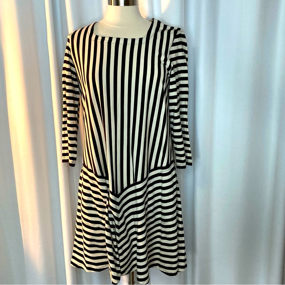 Gudrun Sjöden organic cotton striped stripes dress tunic, size Medium Lagenlook